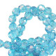 Faceted glass beads 4mm round Lagoon blue-pearl shine coating